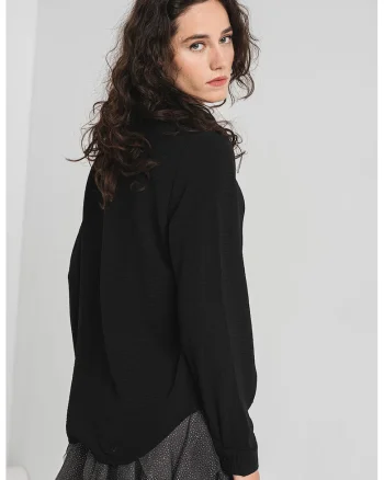 Bluza cu decolteu in V, Negru