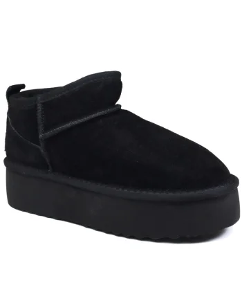 Ghete dama, piele intoarsa, I1250, Negru