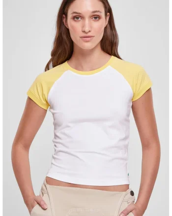 Tricou din amestec de bumbac organic, Alb/Galben