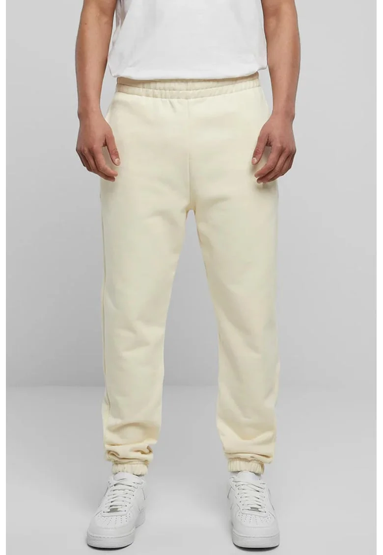 Pantaloni de trening din bumbac cu banda elastica, Crem