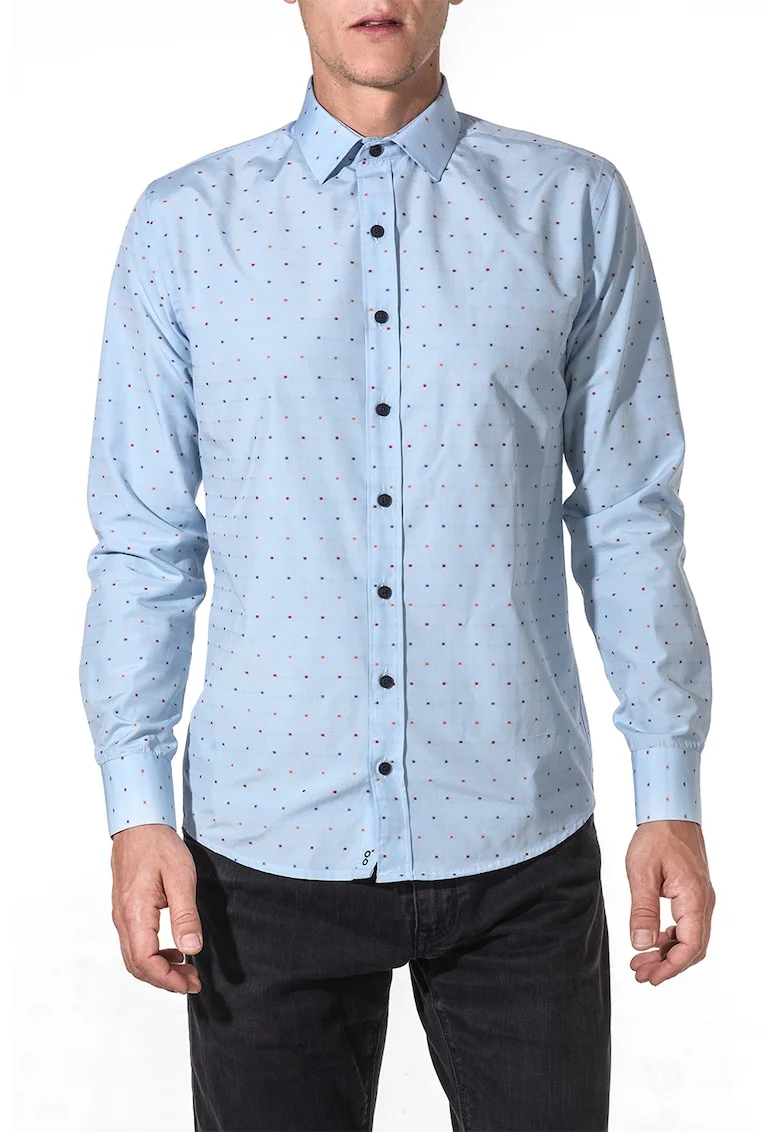 Camasa slim fit din amestec de bumbac, Albastru pastel