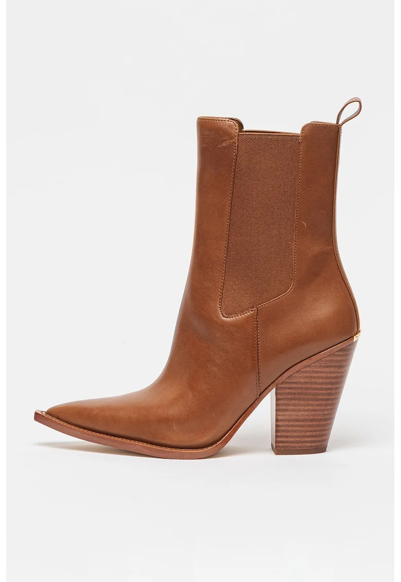 Botine din piele Leni, Caramel