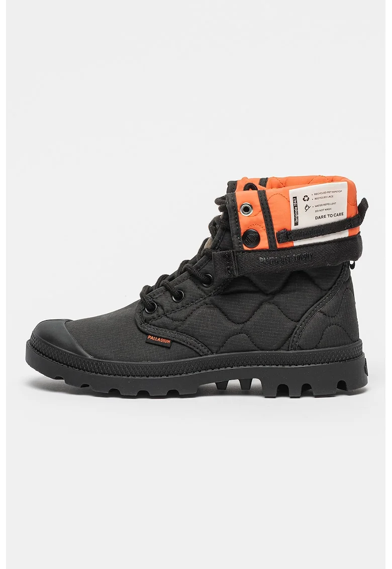 Pantofi sport din material textil cu aspect matlasat, Negru/Portocaliu mandarina