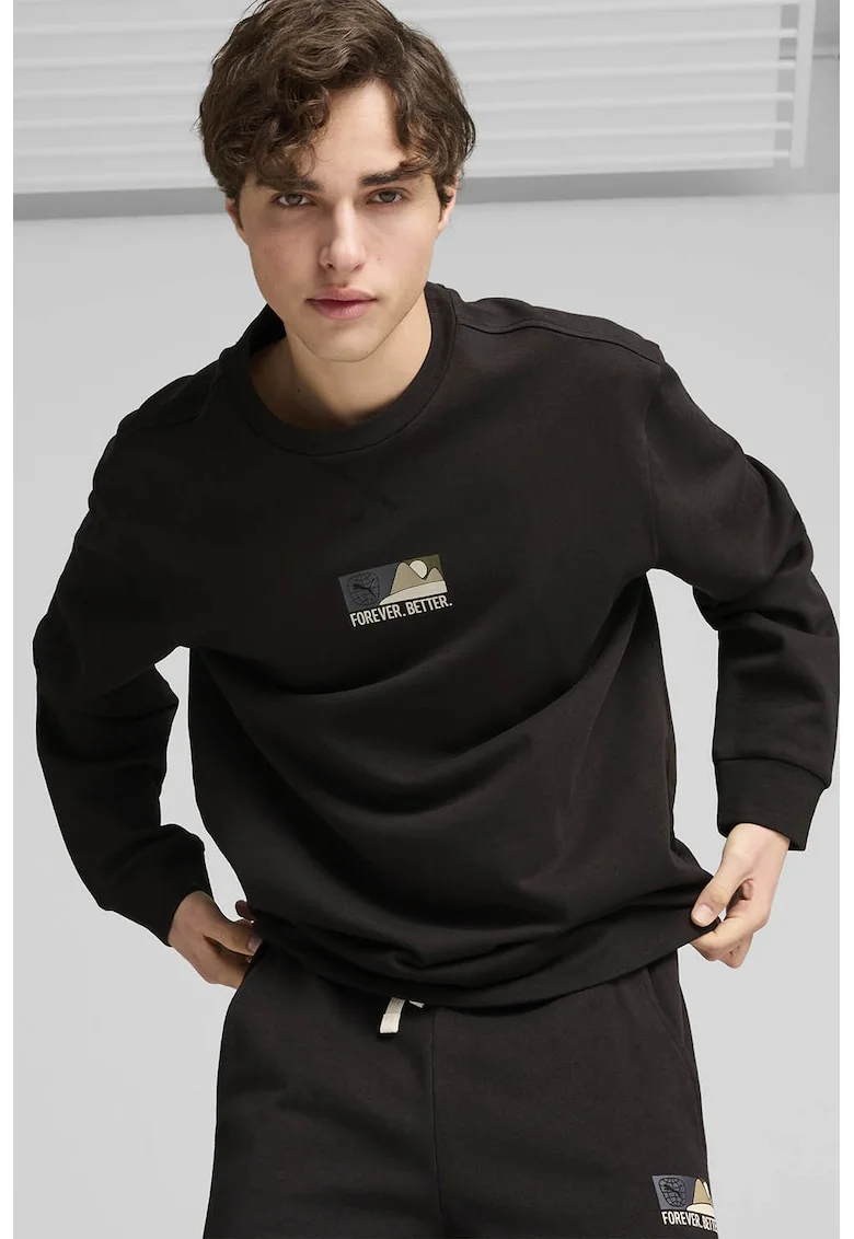 Bluza de trening cu decolteu la baza gatului si logo Better Sportswear, Negru stins