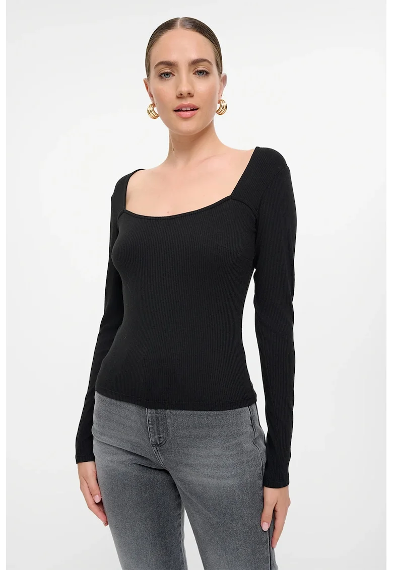 Bluza uni cu decolteu rotund, Negru