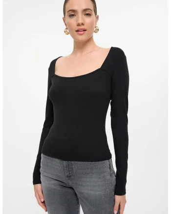 Bluza uni cu decolteu rotund, Negru