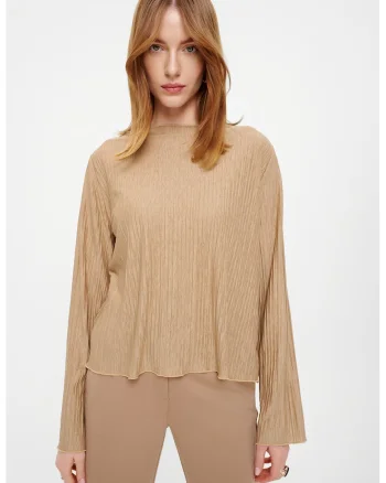 Bluza lejera cu model uni, Maro nisip
