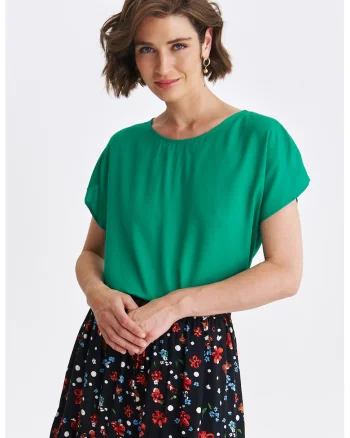 Bluza uni cu decolteu rotund, Verde