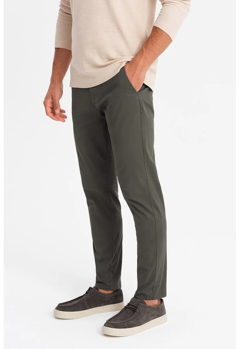 Pantaloni chino cu talie medie, Kaki