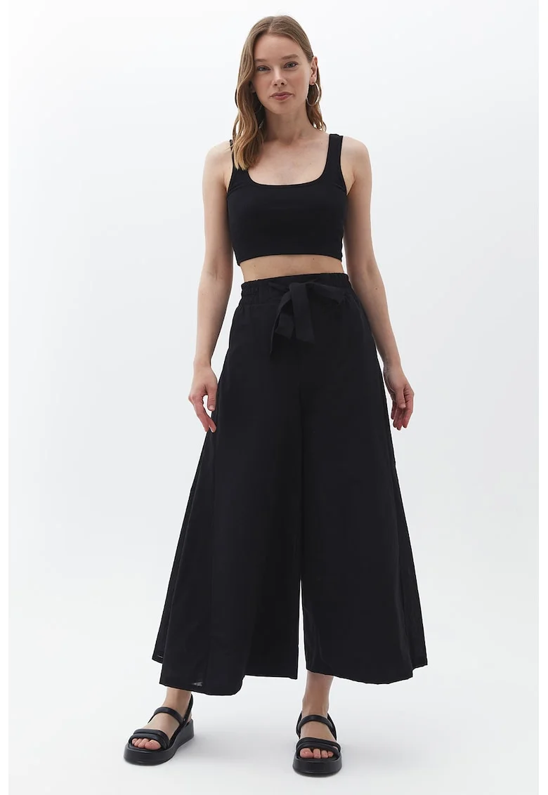 Pantaloni palazzo cu talie inalta, Negru