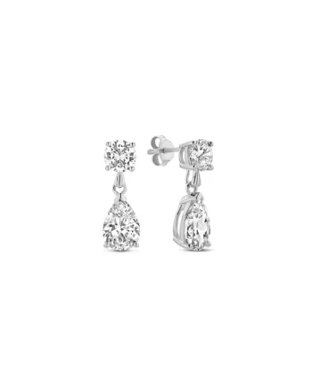 Cercei drop cu zirconia, Argintiu