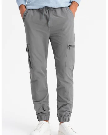 Pantaloni cargo cu snur, Gri