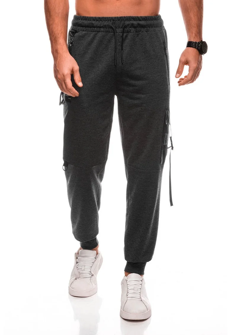 Pantaloni de trening din amestec de bumbac, Gri antracit
