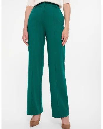 Pantaloni drepti cu talie inalta, Verde persan