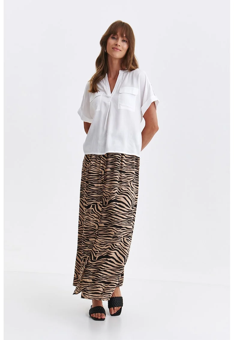Bluza uni cu decolteu in V, Alb