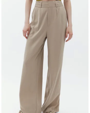 Pantaloni din amestec de lyocell cu croiala ampla, Maro taupe