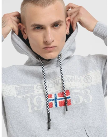 Hanorac din amestec de bumbac cu imprimeu logo Fastlife, Alb/Gri deschis melange