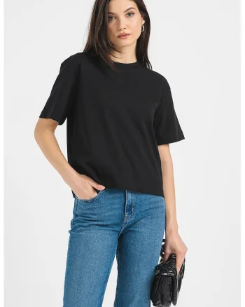 Tricou uni din bumbac organic, Negru