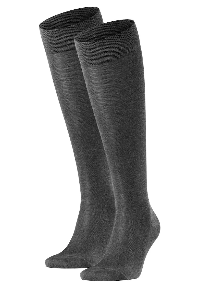 Set de sosete din amestec de bumbac organic, inalte pana la genunchi Tiago - 2 Pairs, Gri antracit