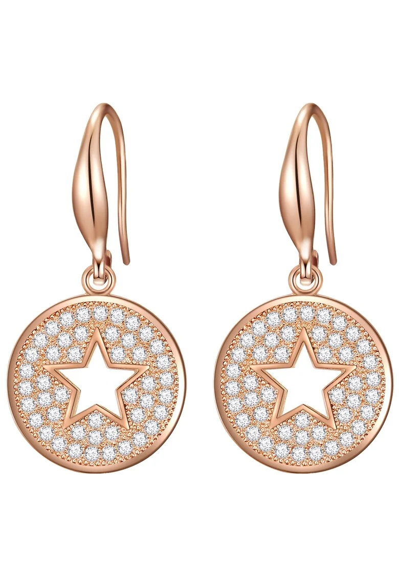 Cercei drop de alama placati cu aur de 14K, Auriu rose