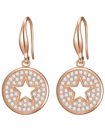 Cercei drop de alama placati cu aur de 14K, Auriu rose