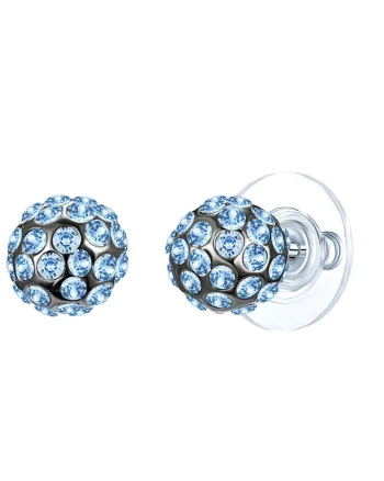 Cercei cu tija si cristale Swarovski, Argintiu