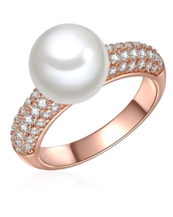 Inel placat cu aur de 14K si cu perla shell, Auriu rose