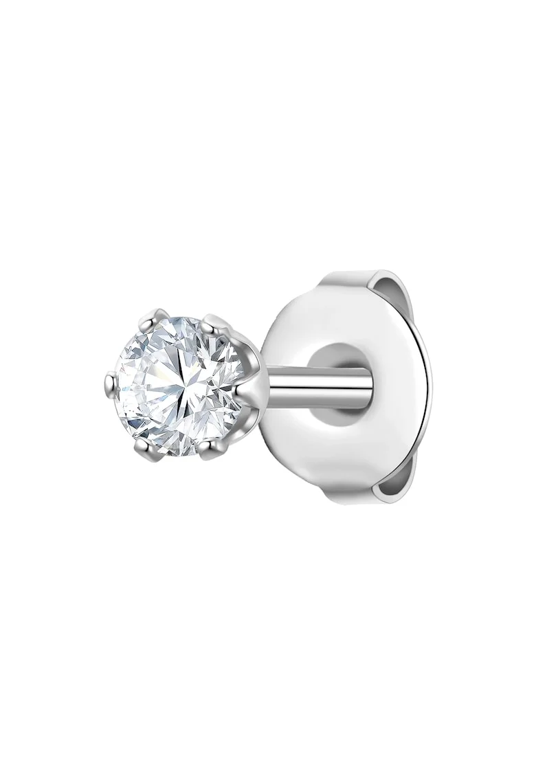 Cercel cu tija si cristal zirconia - 1 piesa, Argintiu