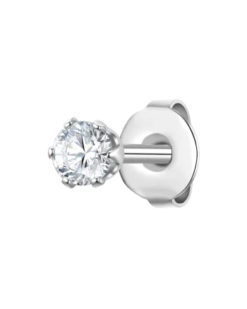 Cercel cu tija si cristal zirconia - 1 piesa, Argintiu