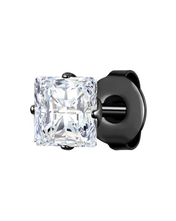 Cercel cu tija si cristal zirconia - 1 piesa, Negru