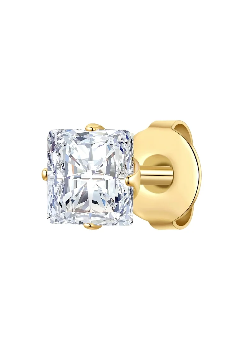 Cercel cu tija placat cu aur de 14K si decorat cu zirconia, Auriu