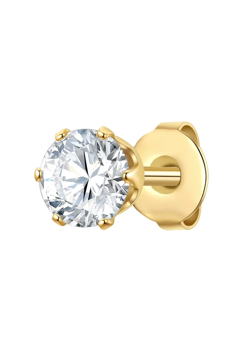 Cercel placat cu aur de 14K si decorat cu zirconia, Auriu