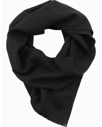 Fular tricotat fin cu franjuri, Negru