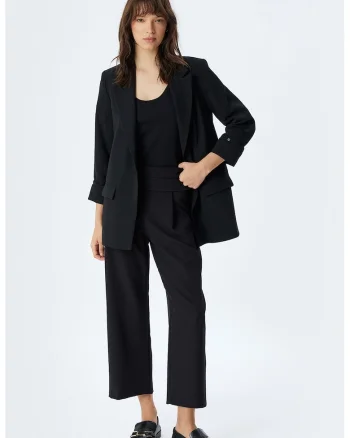 Pantaloni crop drepti, Negru