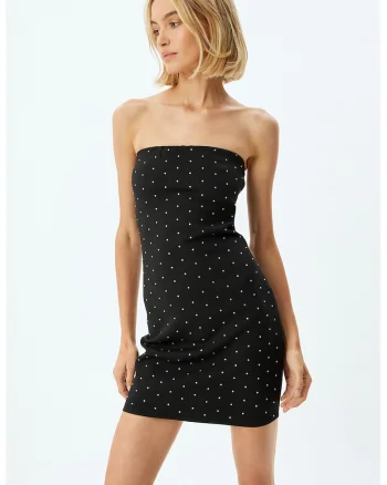 Rochie tubulara cu strasuri, Negru