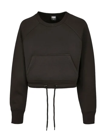 Bluza de trening crop cu maneci raglan, Negru stins