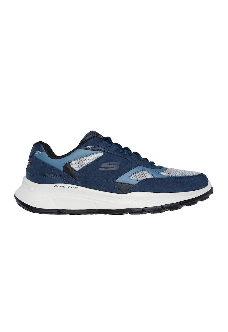 Pantofi sport cu insertii de piele intoarsa, Albastru inchis/Albastru deschis