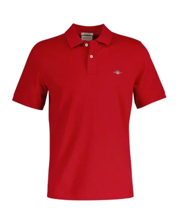 Tricou polo din bumbac pique Shield, Rosu inchis