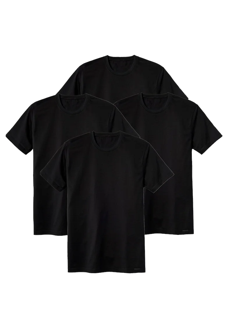 Set de tricouri cu decolteu la baza gatului - 4 piese, Negru