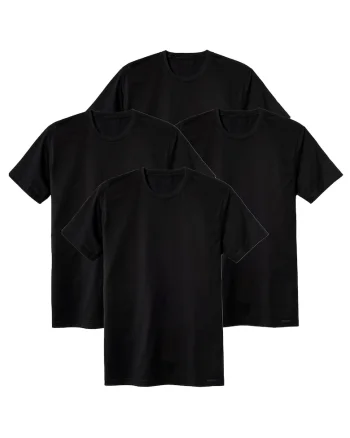 Set de tricouri cu decolteu la baza gatului - 4 piese, Negru