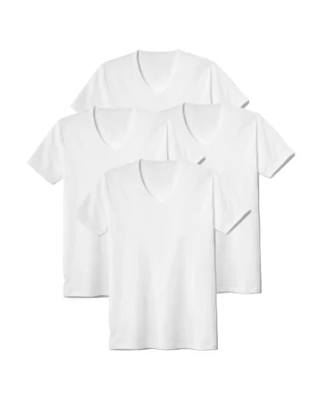 Set de tricouri de casa cu decolteu in V - 4 piese, Alb