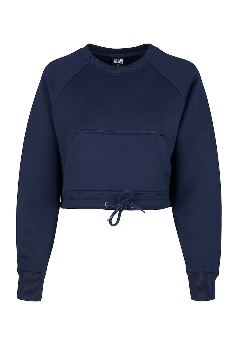 Bluza de trening crop cu maneci raglan, Albastru ultramarin