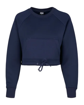 Bluza de trening crop cu maneci raglan, Albastru ultramarin