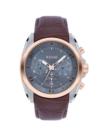 Ceas barbatesc  model WWG400201L, argintiu, curea maro, rezistenta la apa 5 ATM, mecanism Quartz