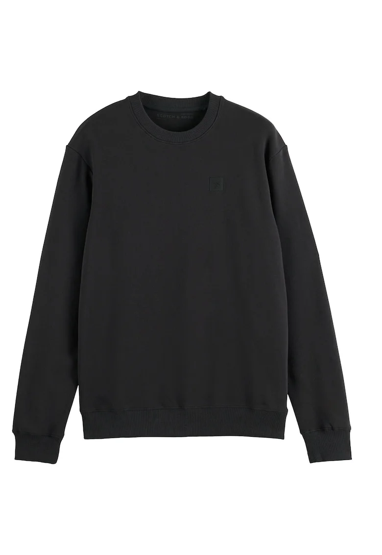 Bluza uni de trening cu decolteu la baza gatului, Negru
