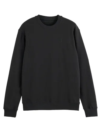 Bluza uni de trening cu decolteu la baza gatului, Negru