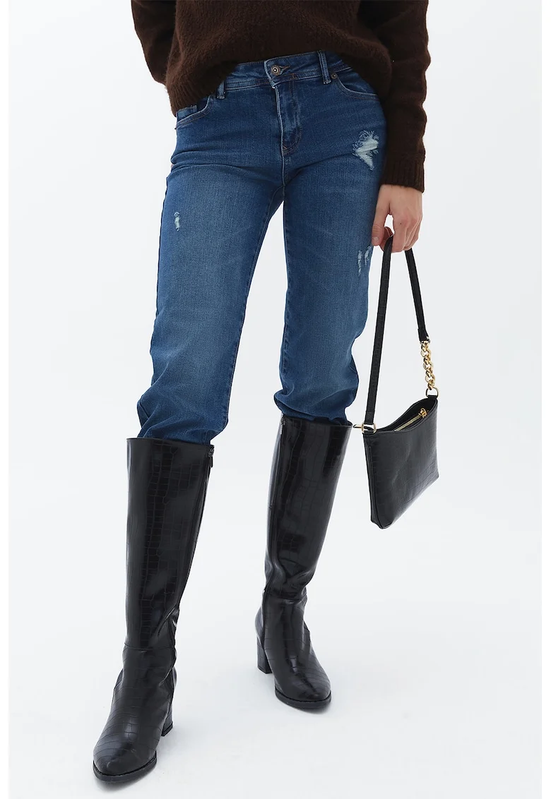 Blugi slim fit cu talie inalta, Albastru inchis