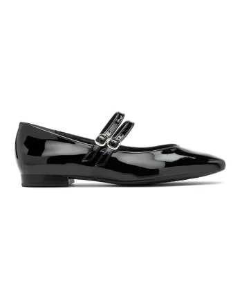 Balerini Mary Jane de piele, Negru