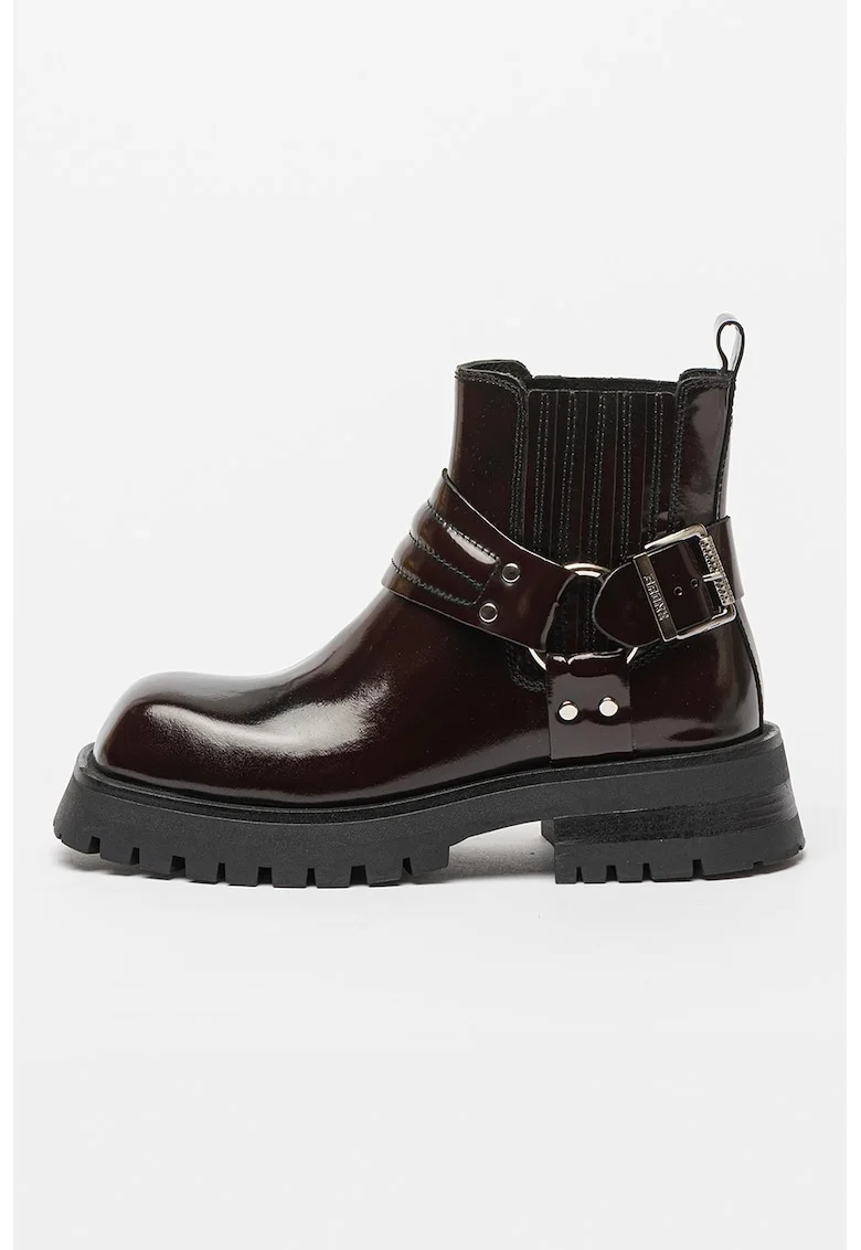 Ghete biker de piele, Negru/Negru stins