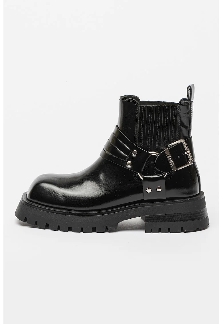Ghete biker de piele, Negru